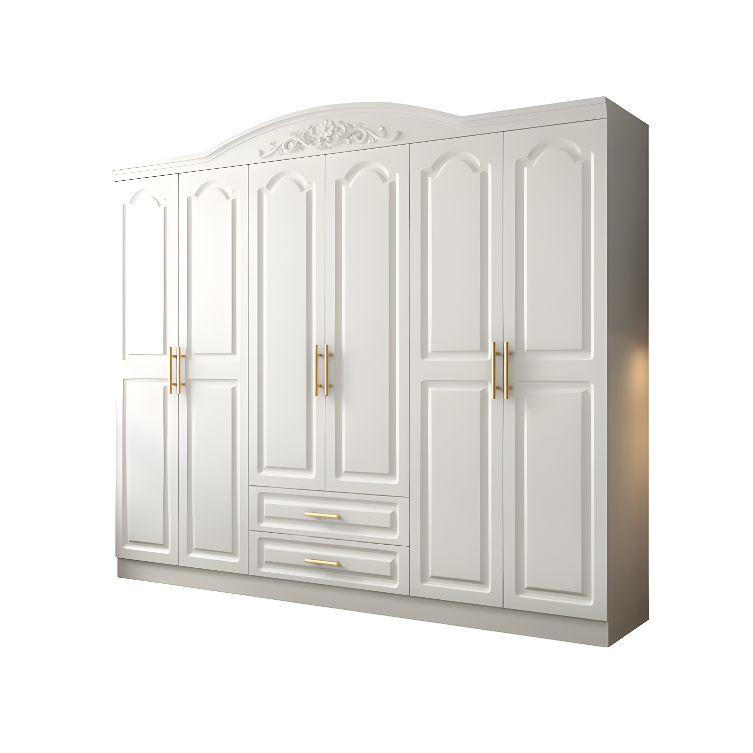 French Country Wardrobe White Colour Wooden Wardrobe Closet With 2 Drawers - image 9