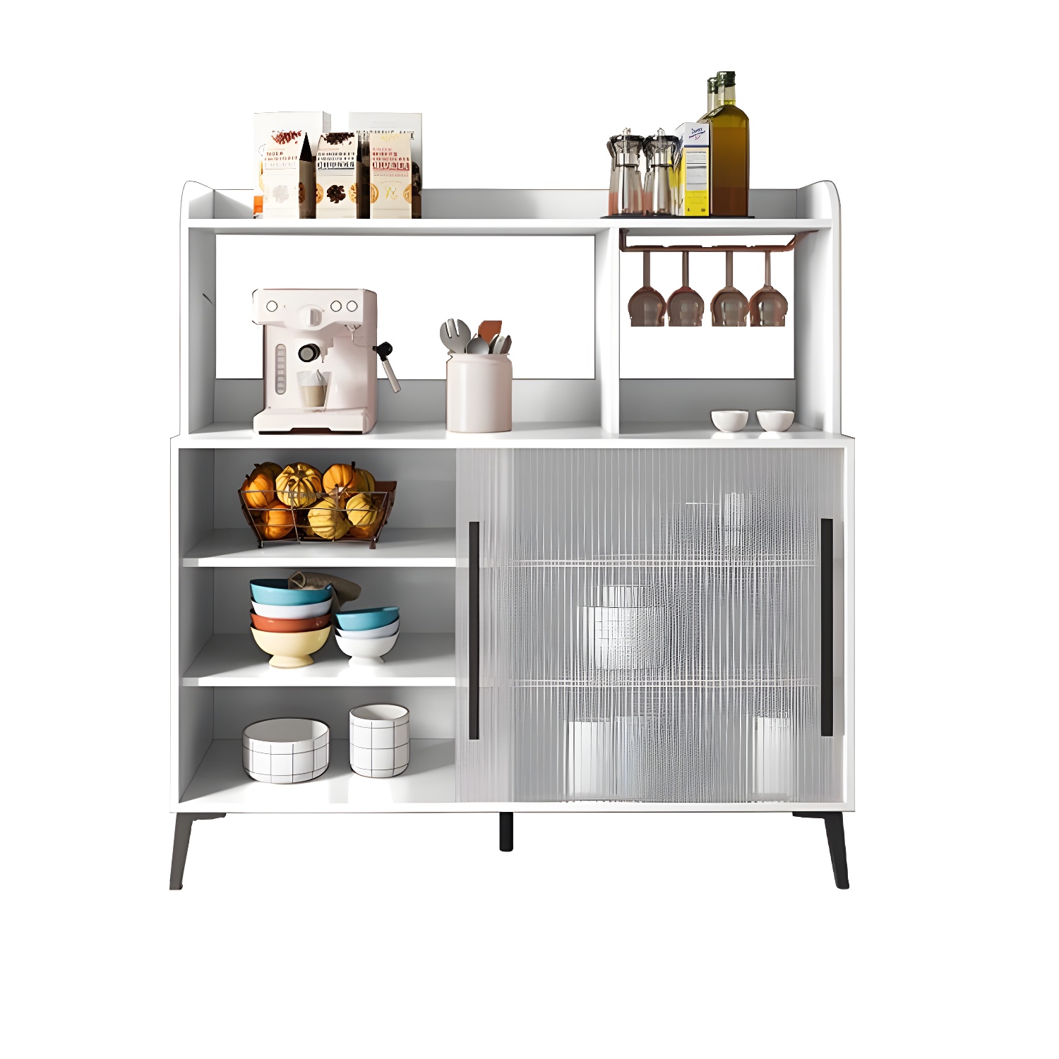 Contemporary Engineered Wood Glass Door Sideboard with Shelf for Dinging Room - image 7