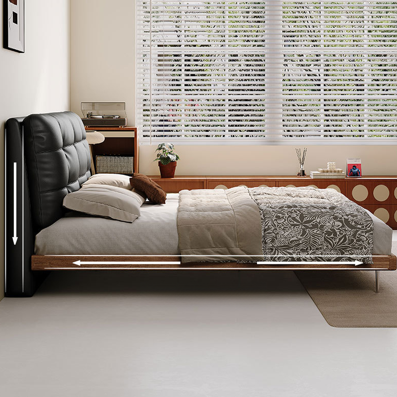 Solid Color Platform Bed with Natural Wood Frame and Button-tufted Design for Living Room - image 4