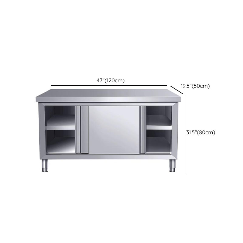 Silver Scullery Sink Cabinet with Reflecting Stainless Alloy Countertop, Self-supporting and Culinary Equipment Storage - image 17