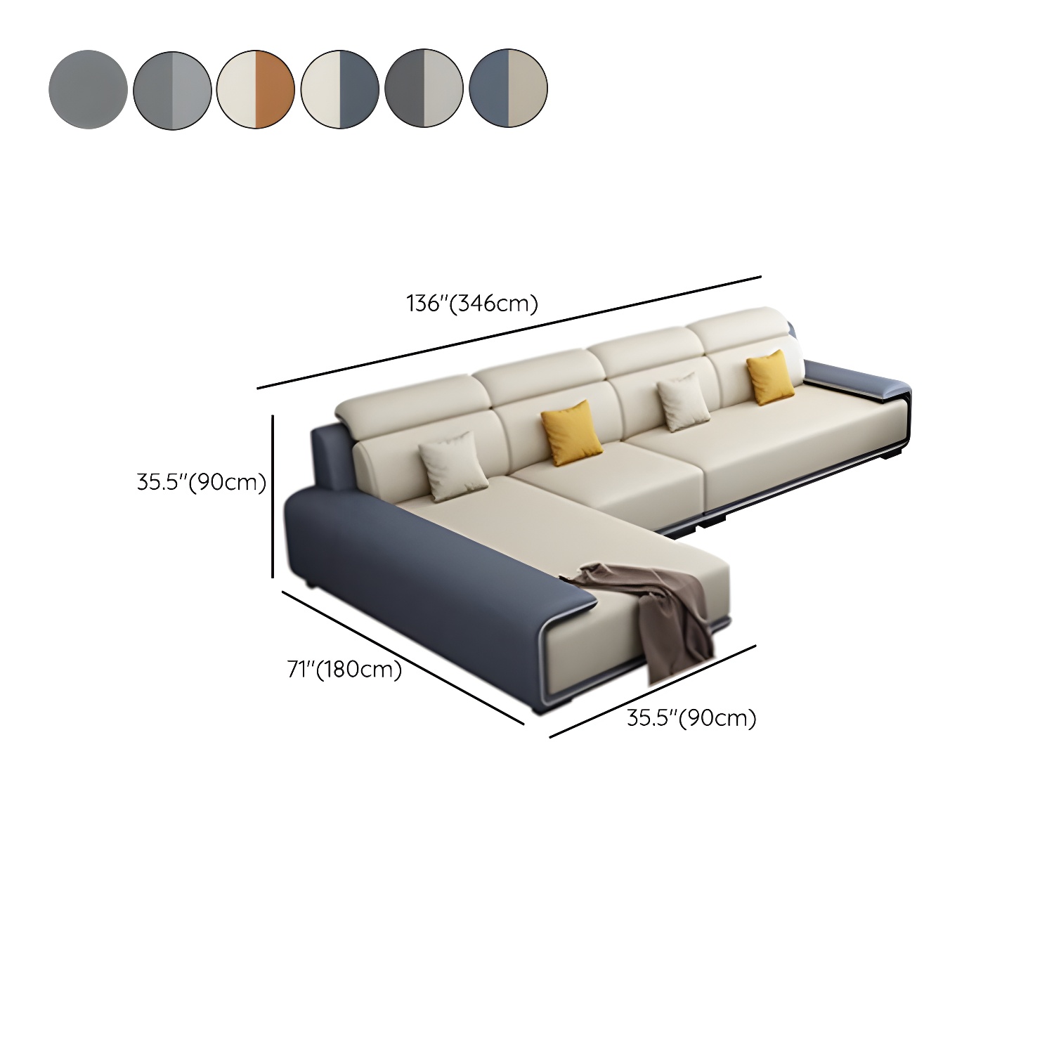 Modern L-Shape Sofa Chaise Sectional Set in Tech Cloth Features Storage and Seat for 4 - image 13
