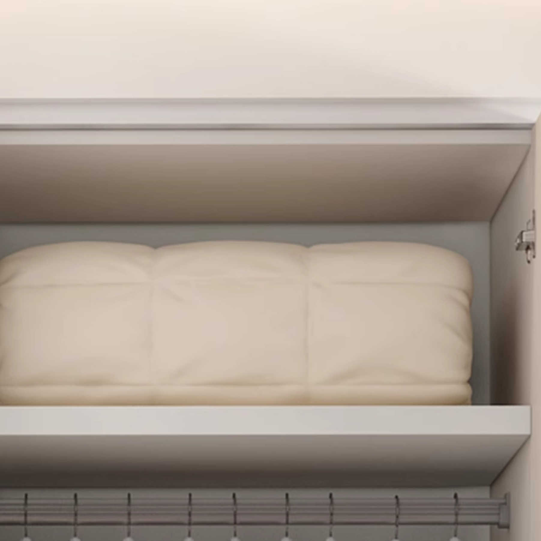 Sleek White Timber Contemporary Unattached Cabinet Armoire with 2 Drawers, Interior Shelves, and Hanging Rod - image 5