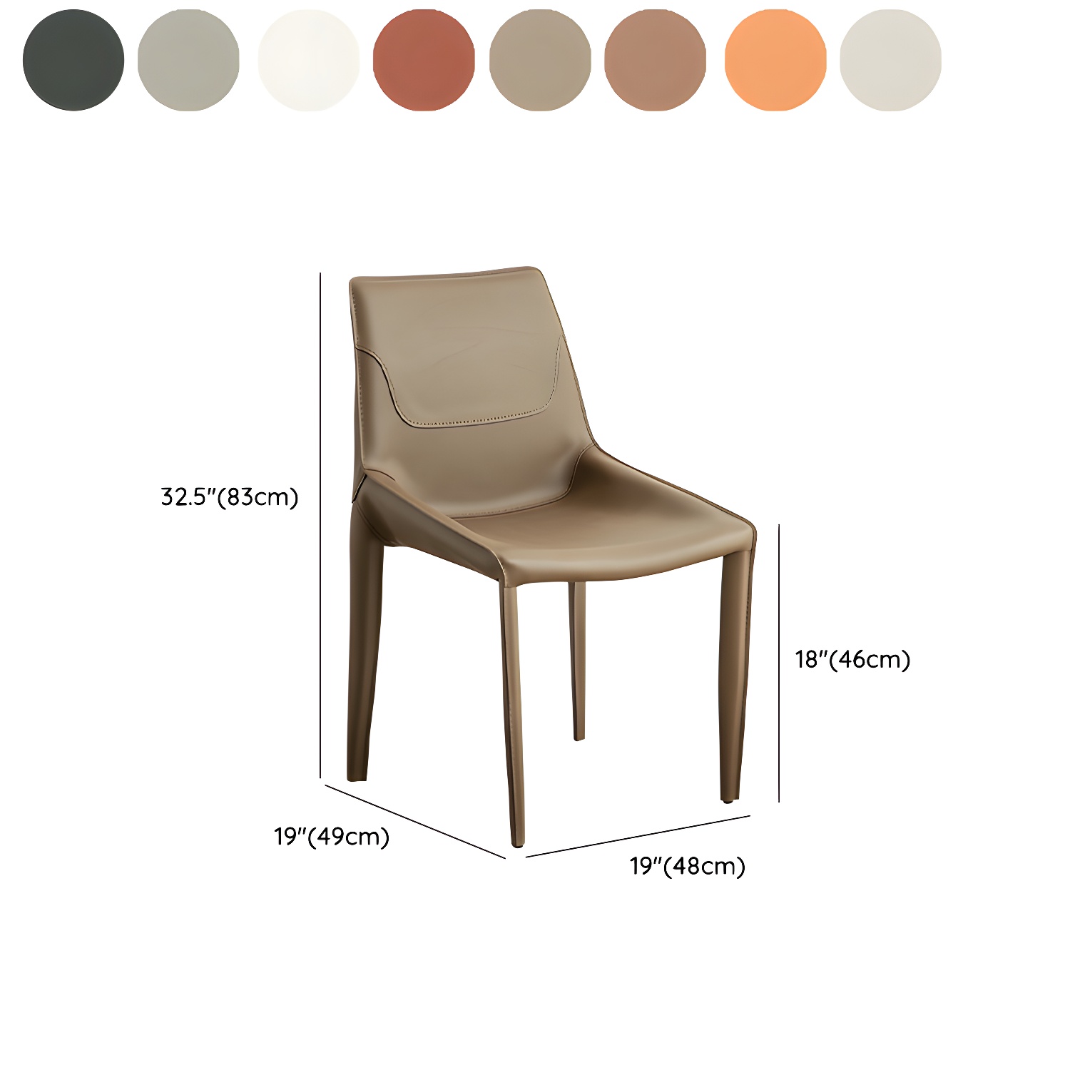 Modern Leather Armless Side Chair with Solid Back - Easy-Care, Warranty - image 25