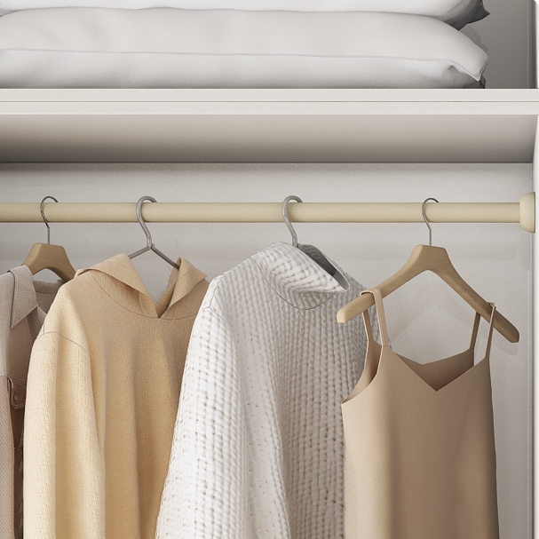 Solid Wood White Wardrobe Armoire with Drawers, Clothing Rod, and Shelves - image 7