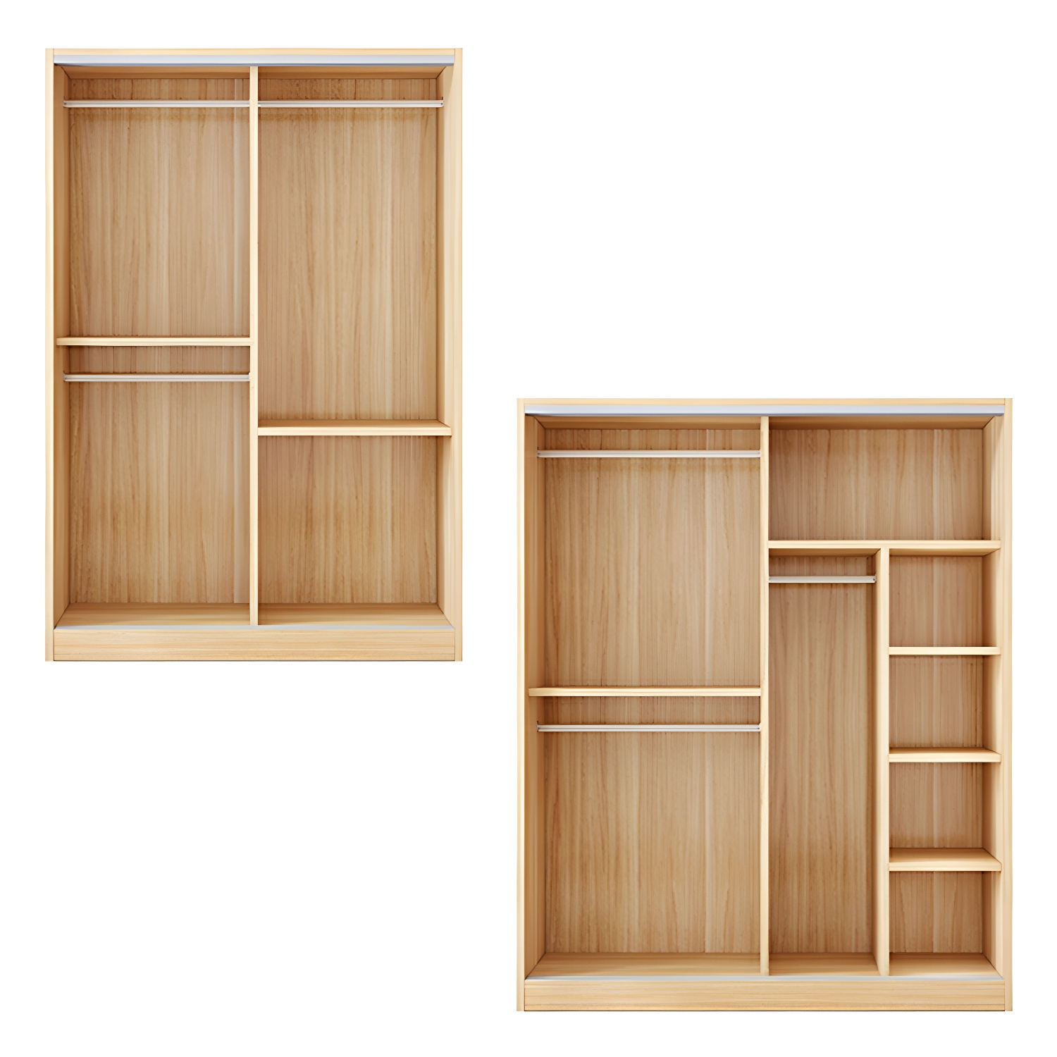 Contemporary Wood Wardrobe Armoire with Sliding Doors, Clothing Rod, and Interior Shelves - image 11