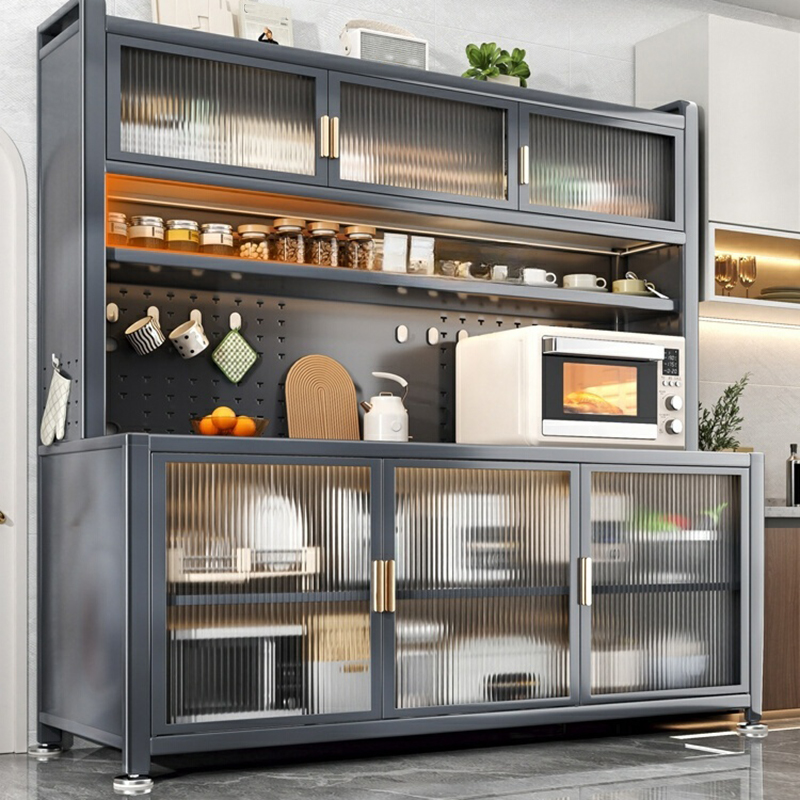 Modern Steel Sideboard Standard-Sized Open Storage Non-Adjustable Shelves - image 4