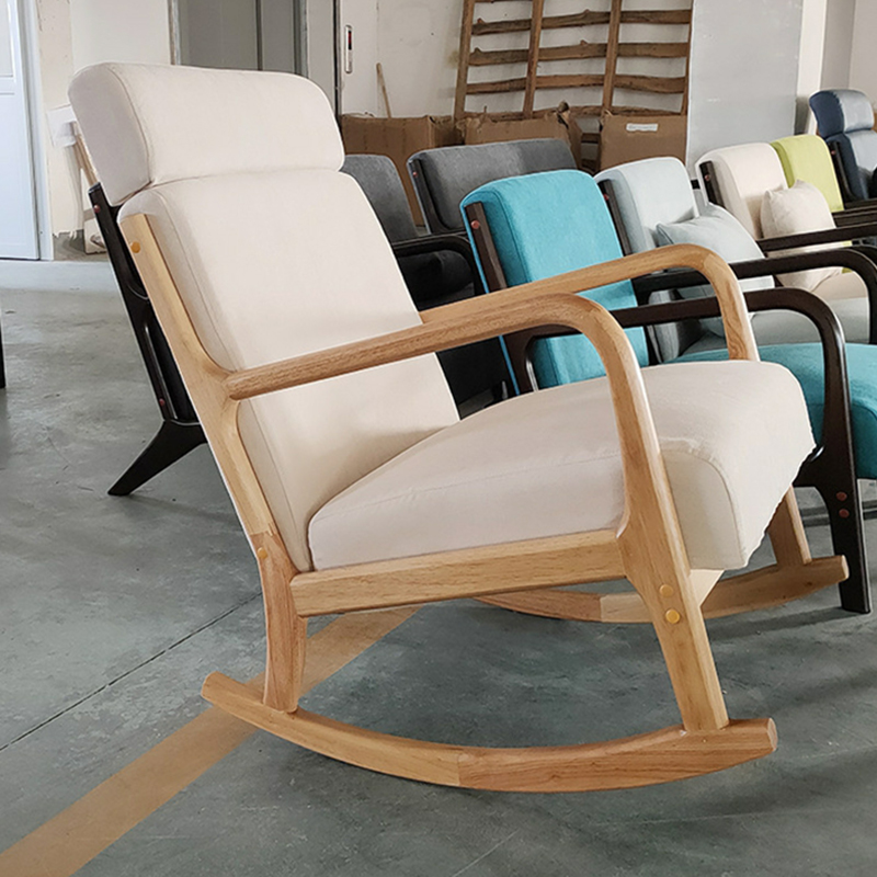 Nordic Natural Cotton Stationary Rocking Couch Chair with Back - image 11