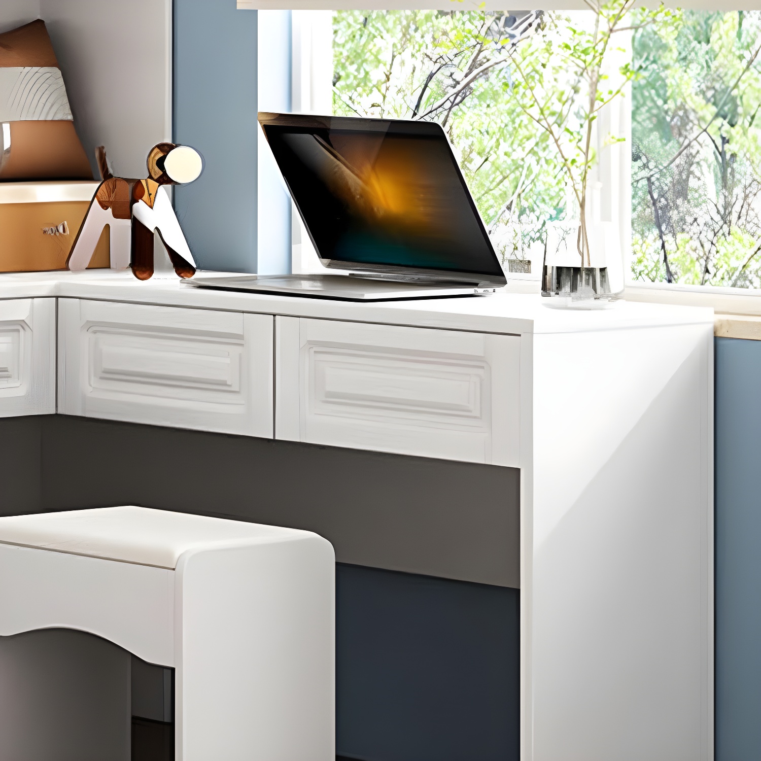 White Armoire Artificial Wood Wardrobe with Drawers and Clothes Rails Storage Cabinet - image 13