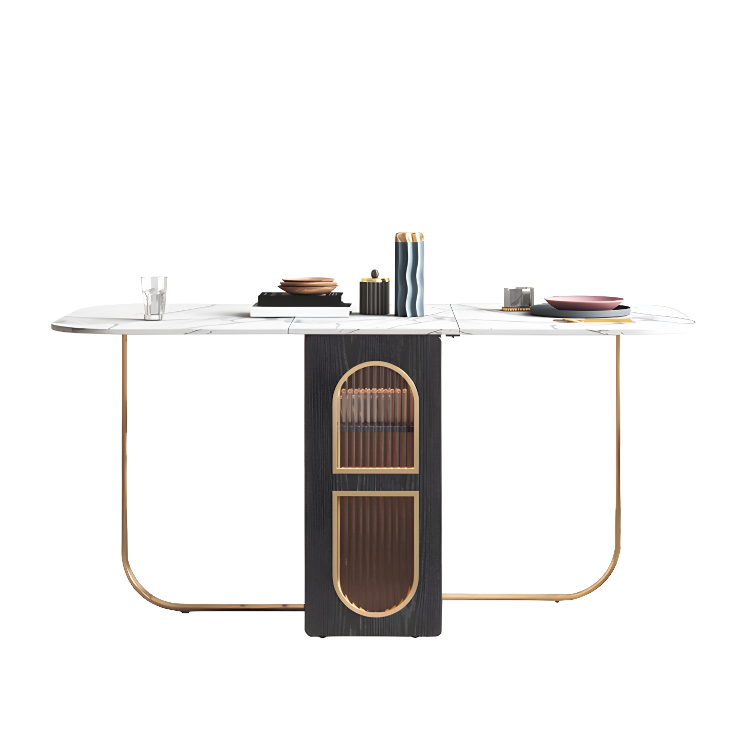 Modern 1/2/3/4/5 Pieces Rectangle Dining Table Set with Stone Top Foldable Dinette Set - image 10