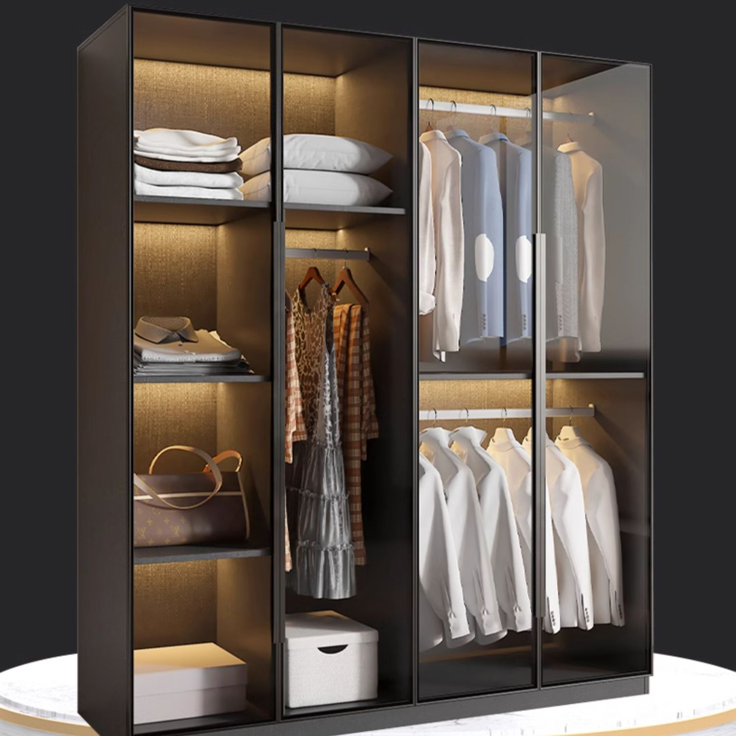 Ink Casual Lumber Wardrobe with Soft Close Door, Interior Shelves, and Hanging Rod - image 4