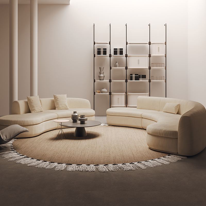 Natural Wood Bow Front Corner Sectional 7 Person/for 5/for 6 with Concealed Support - image 4