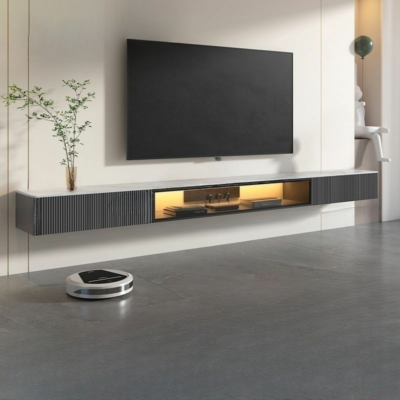 Modern Floating Stone TV Stand with 2 Drawers and 1 Cabinet - image 2