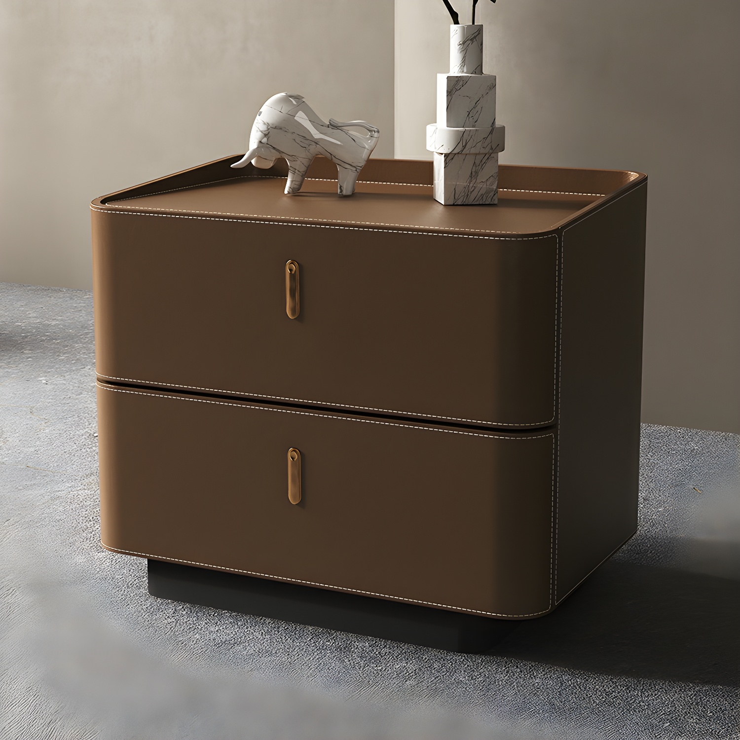 Modern Wood Grain Design Solid Wood Nightstands with Two Drawers
