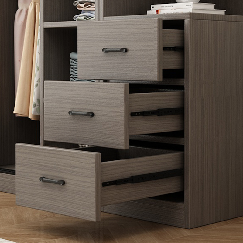 Dove Grey Minimalist Laminate Cabinet Armoire with 3-Drawer/4-Drawer, Soft Close Door, Interior Shelves, and Clothing Rod - image 5