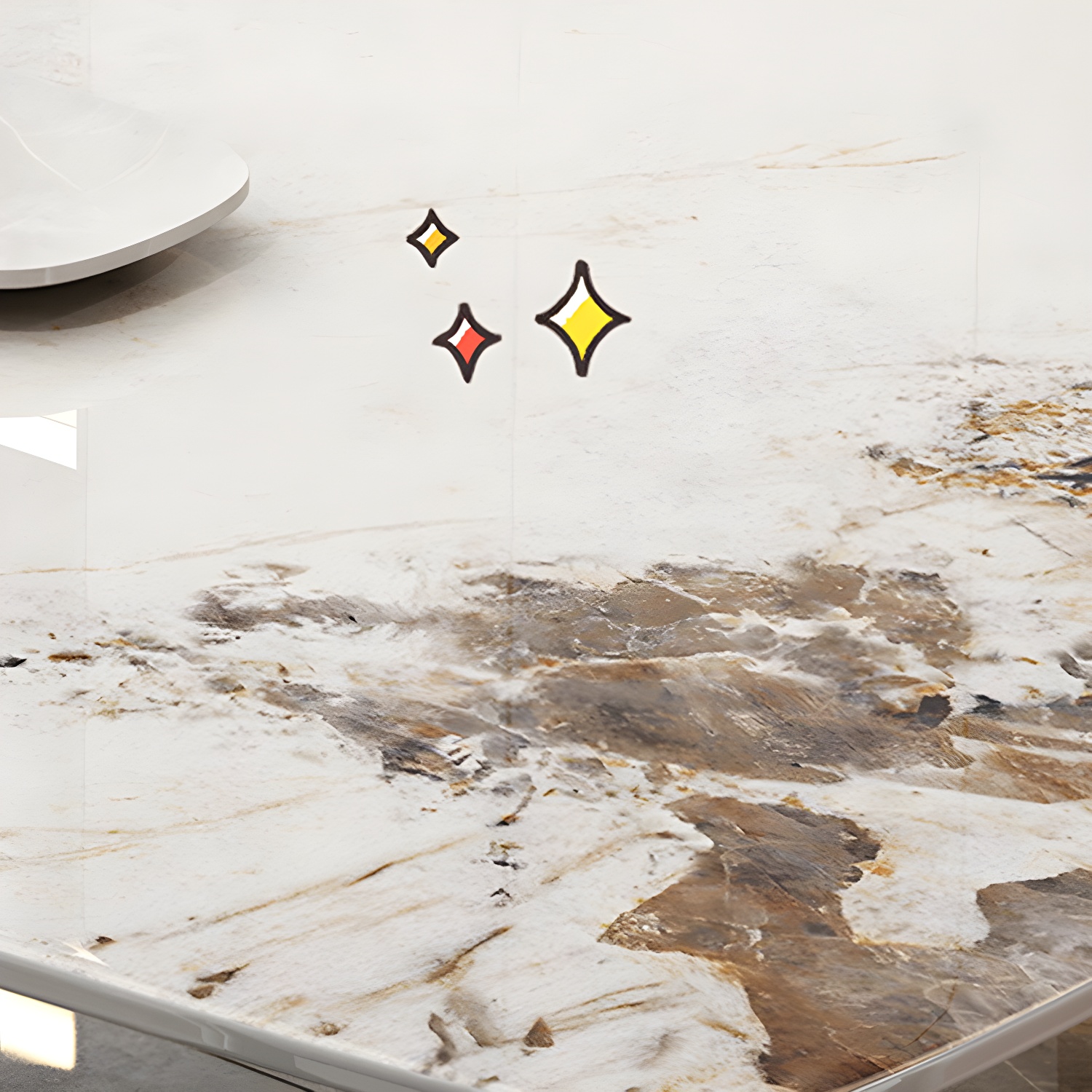 Glam Metal Dining Set in Beige with Gold Pedestal Base and Slate Tabletop - 1/5/7 Piece Set - image 5