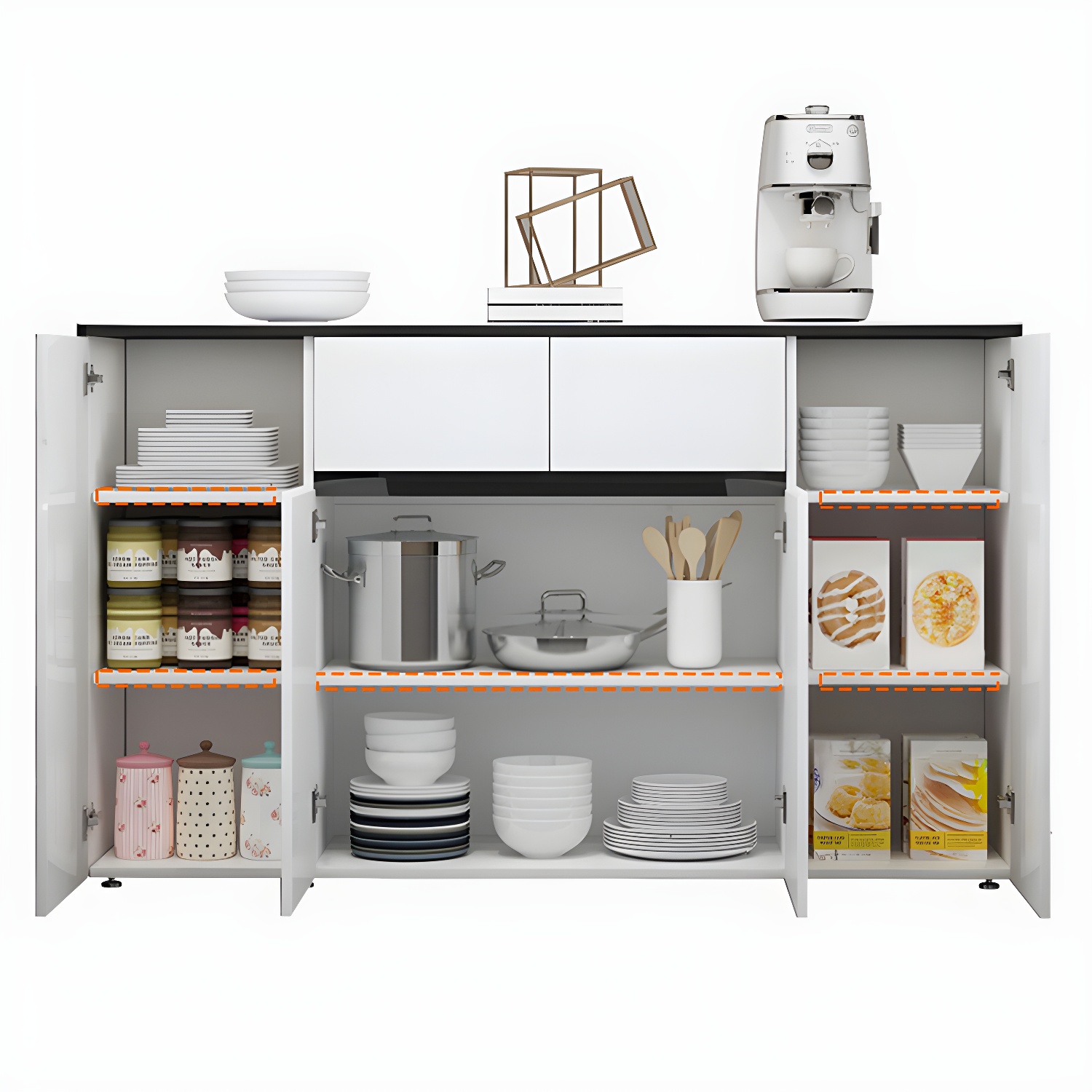 Contemporary Glass Top Sideboard Cabinet with Drawer for Living Room - image 8