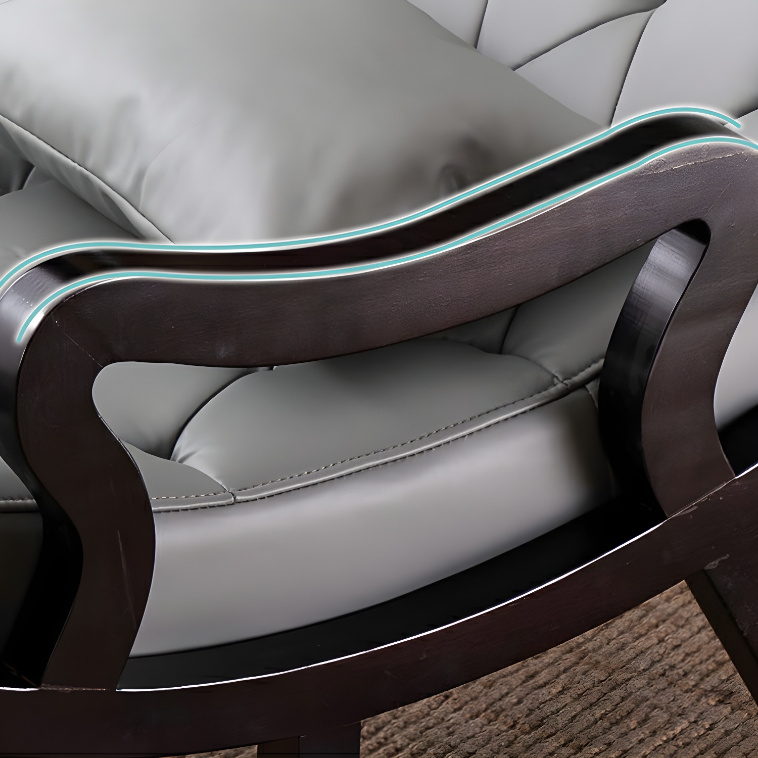 49" Wide Solid Wood Faux Leather Rocking Accent Chair with Legs - image 15