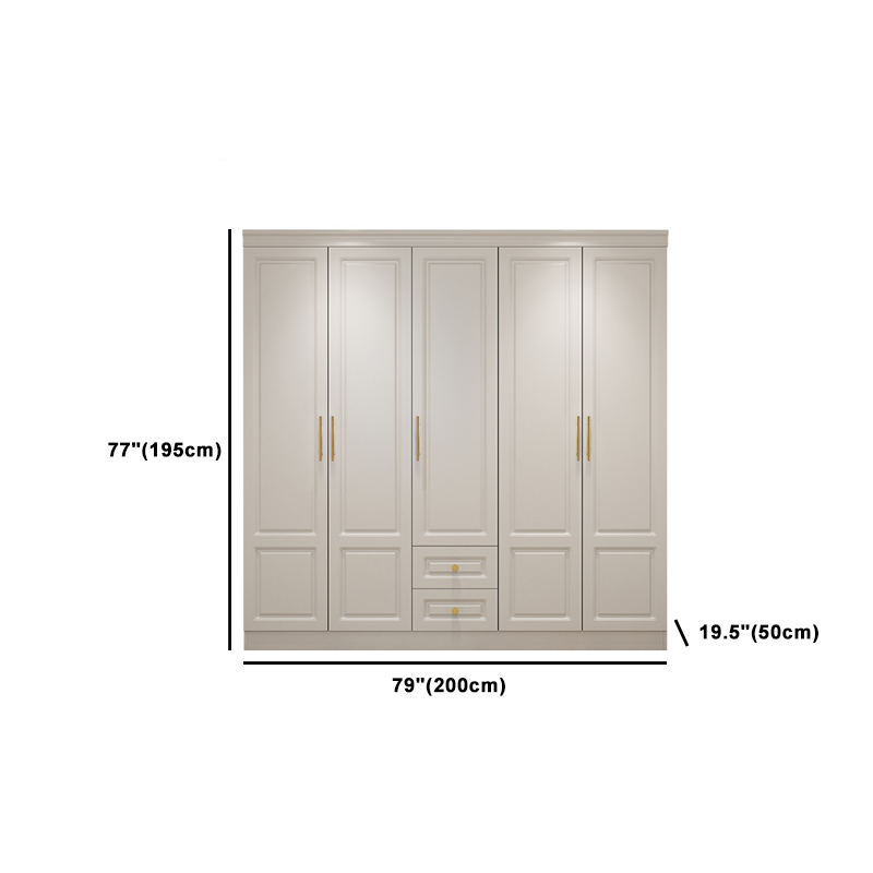 Art Deco Chalk Manufactured Wood Free Standing Interior Shelves Wardrobe with Soft Close Drawer and Hanging Rod - image 16