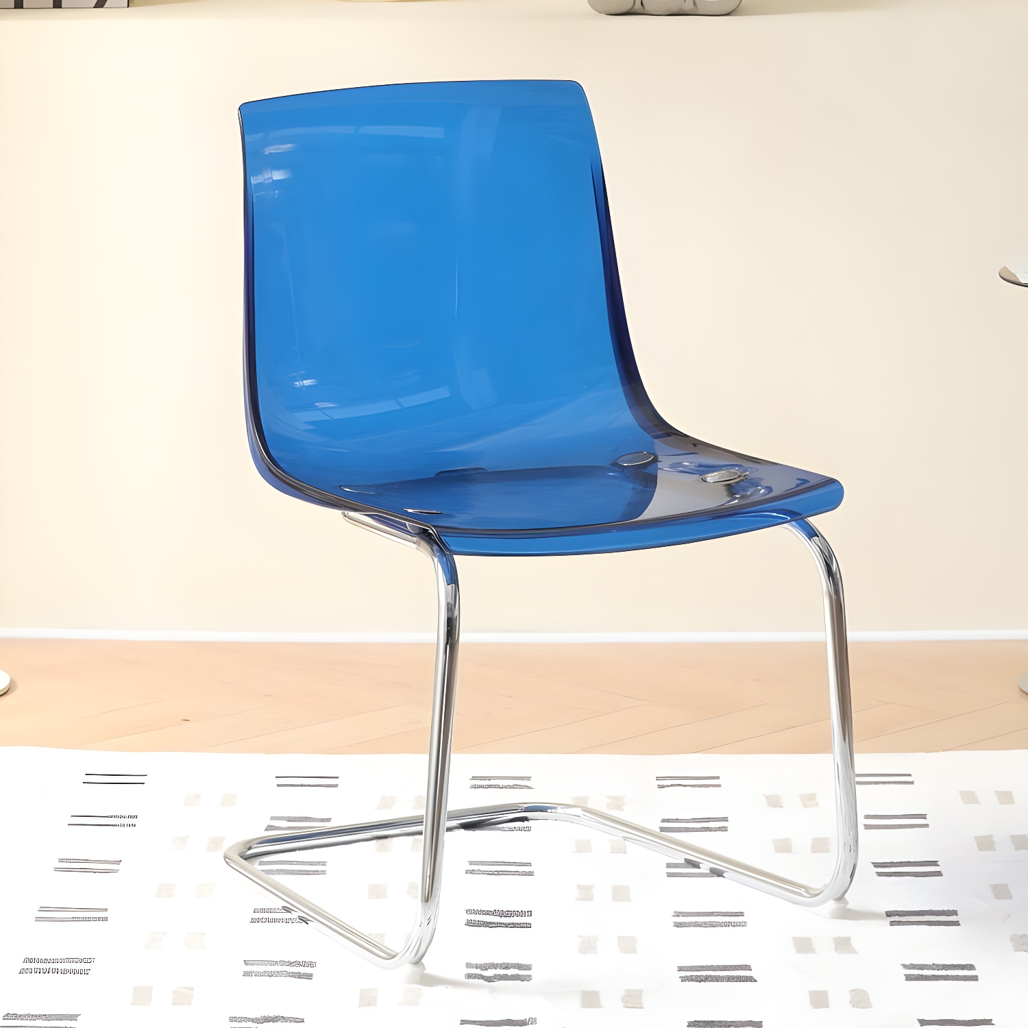 Modern Low-Back Side Chair in Plastic & Acrylic with Metal Legs - Silver