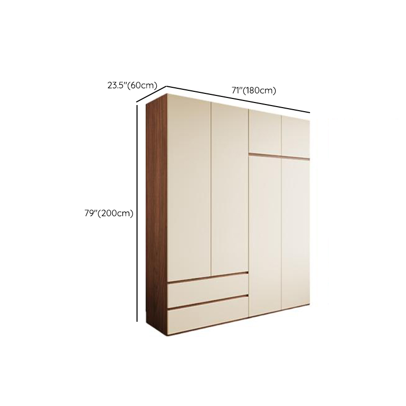 White Minimalist Manufactured Wood Wardrobe Closet with Soft Close Drawer, Soft Close Door, Interior Shelves, and Clothing Rod - image 10