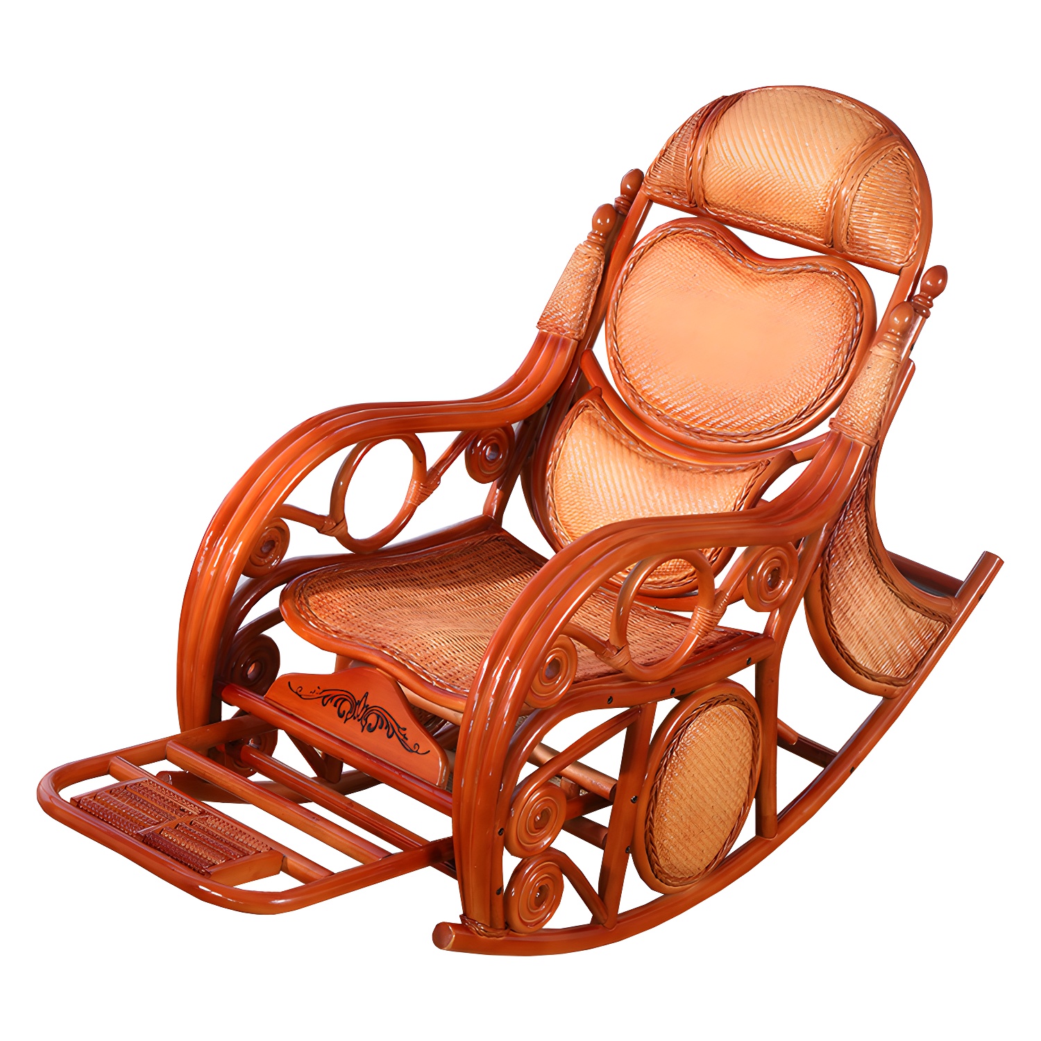 Traditional Rocking Chair Rattan Solid Color Spindle Backrest Indoor Rocking Chair - image 14