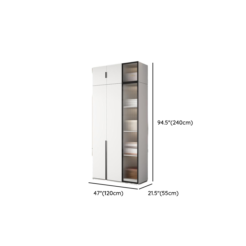 Modish Manufactured Wood Wardrobe Closet with Interior Shelves and Clothing Rod - image 13