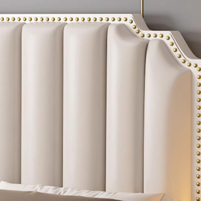 Modern Wood Panel Headboard Upholstered Sponge Fully in Lavish Gray Colors with Elegant Legs - image 14