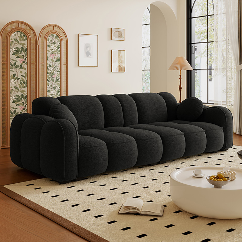 Drawing Room Standard Sofa in Midnight Black/Light Gray/Light Brown with Armrest