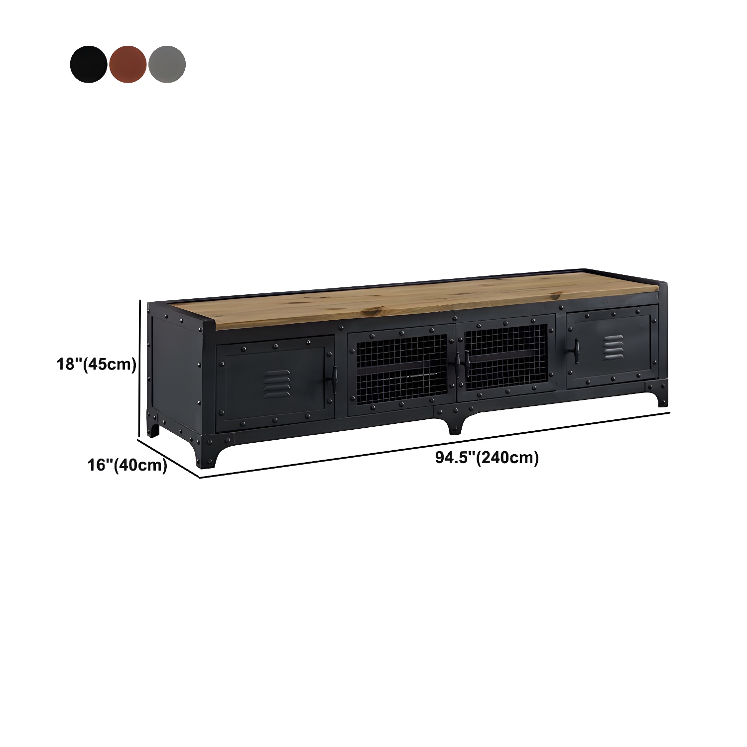 American Retro Industrial Style TV Cabinet Iron Art Solid Wood Bedroom TV Stand - image 16