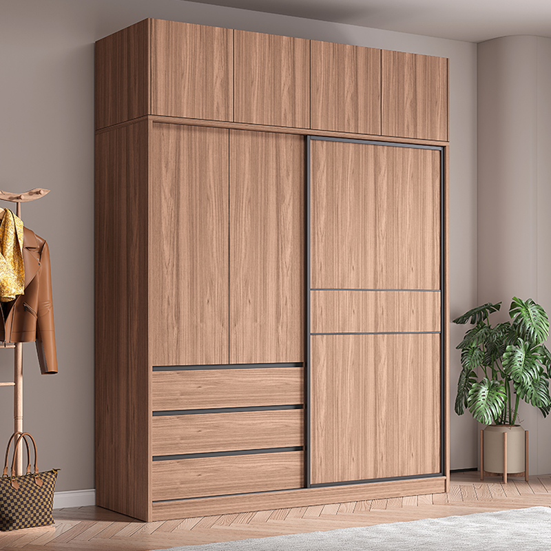 Modern Simple Style Sand Manufactured Wood Self-supporting Wardrobe with Soft Close Drawer, Interior Shelves & Soft Close Door - image 3