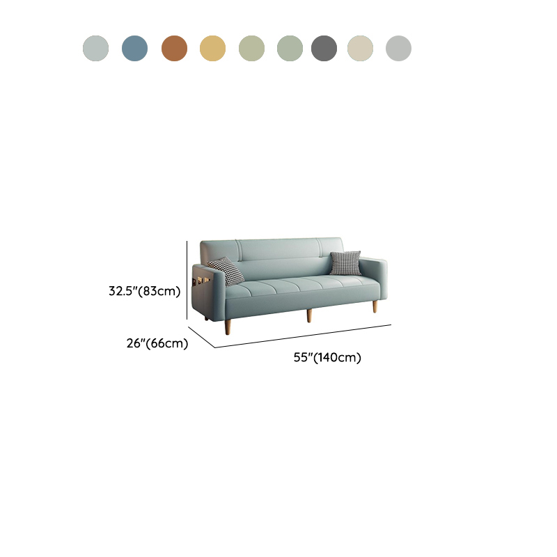 Synthetic Leather Convertible Sofa in Grey/Light Blue/Light Green with Arm - image 23