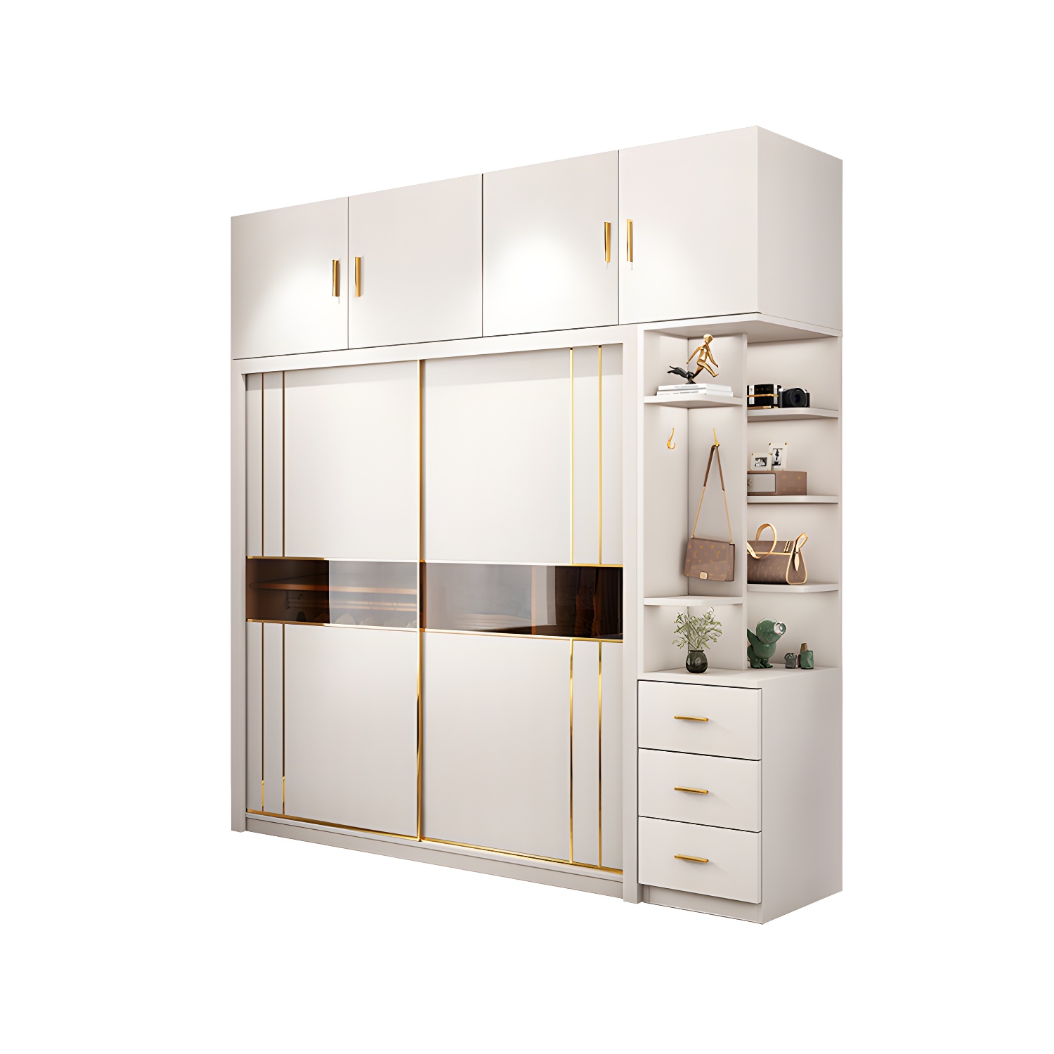 Modern Style Wardrobe Cabinet Glass Wardrobe Closet for Home - image 9