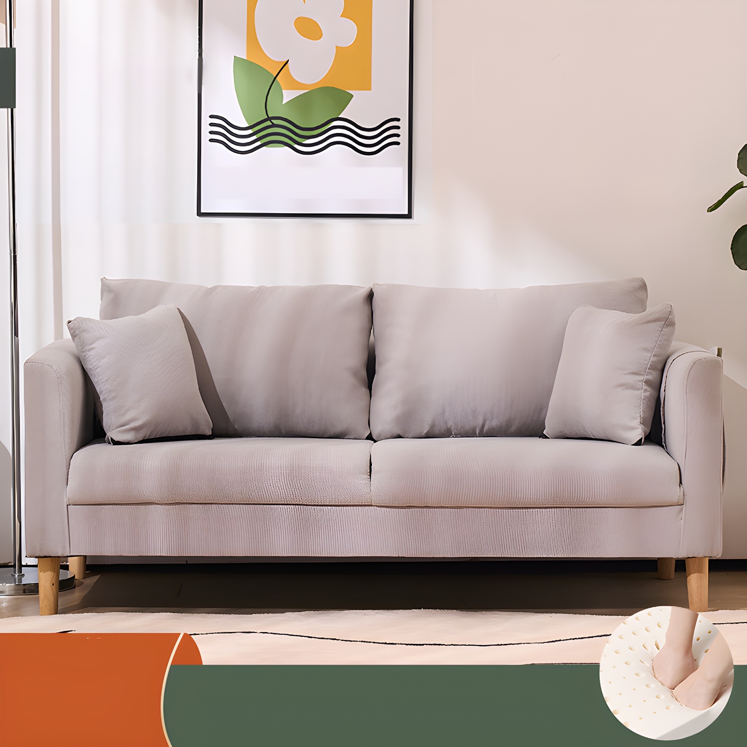 21.25" High Sofa with 2 Pillows Velvet Tuxedo Arm Sofa with Storage - image 5