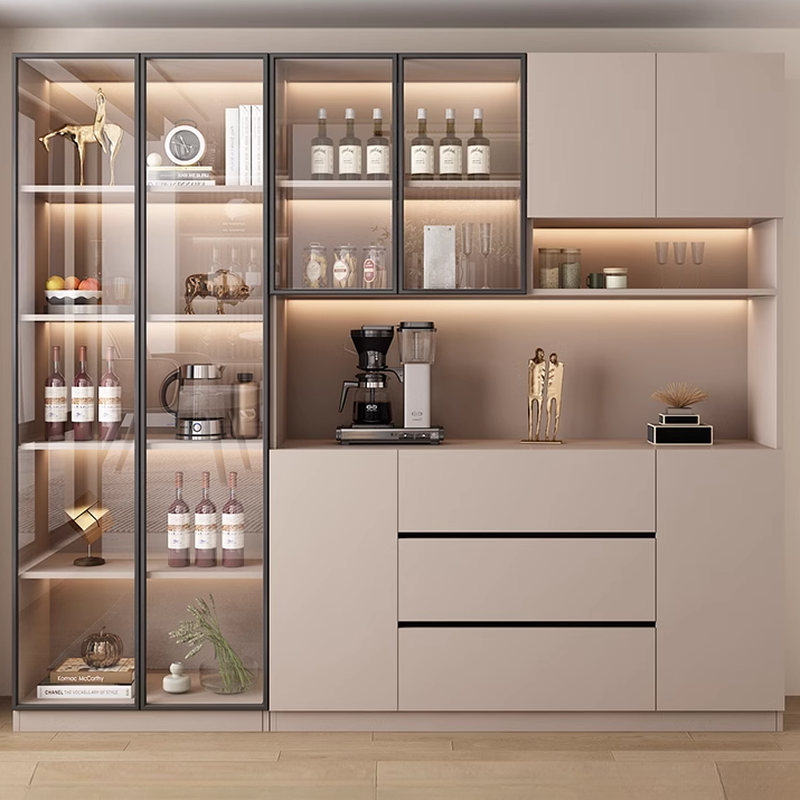 Wide/Standard/Narrow Modern Timber 3 Drawers 2 Shelves/3 Shelves/1 Shelf Glass Doors Pantry Hutch Sideboard - image 8
