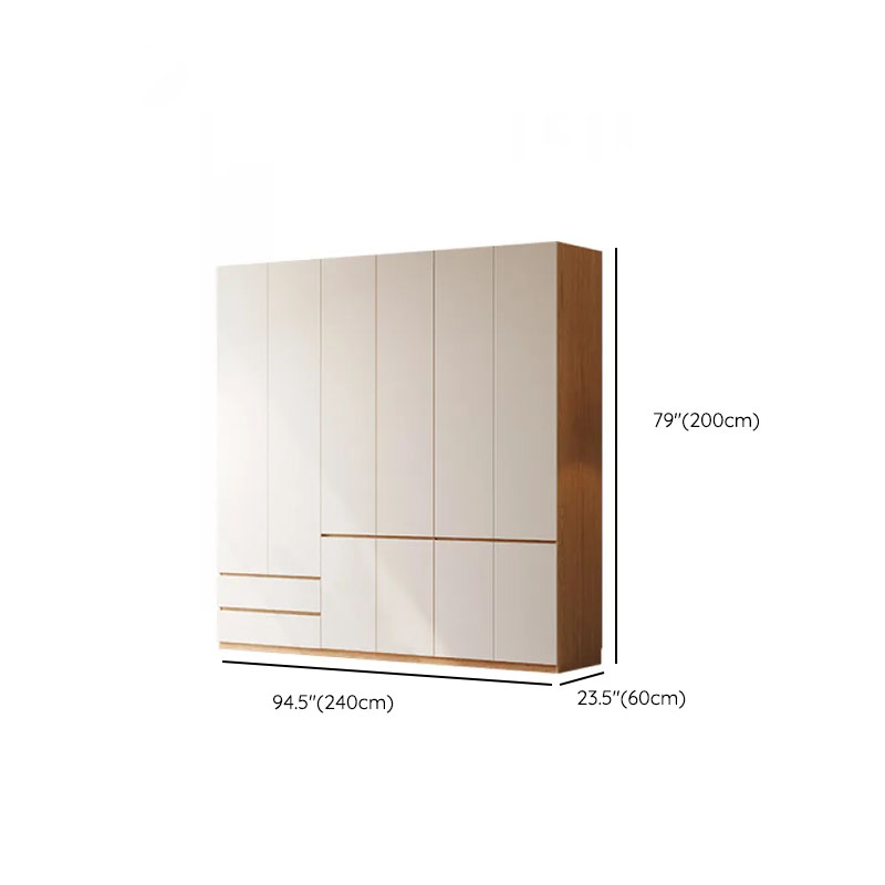 White Minimalist Manufactured Wood Wardrobe Closet with Soft Close Drawer, Soft Close Door, Interior Shelves, and Clothing Rod - image 15