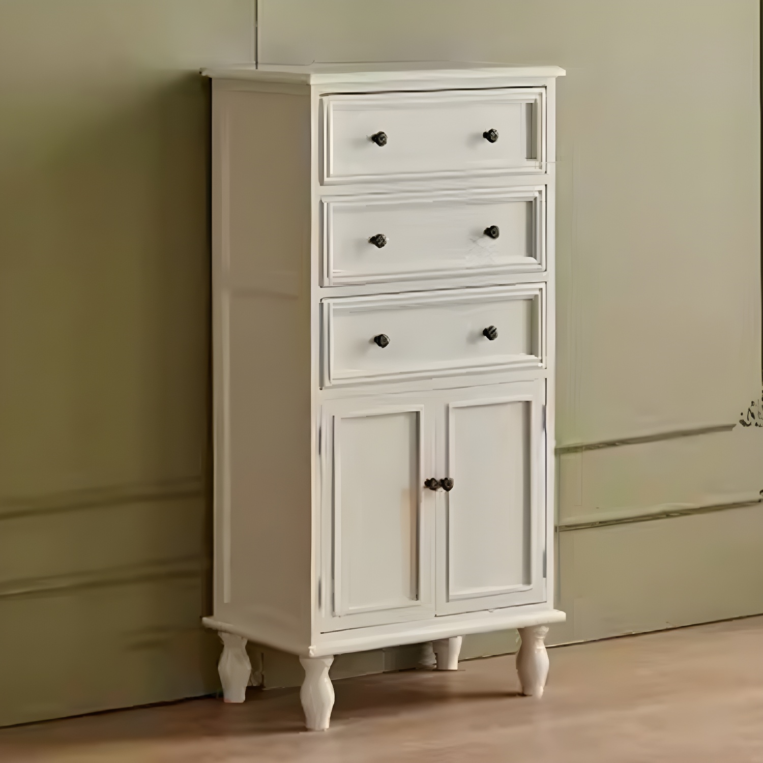 Mid-Century Modern Rectangular Wood Accent Cabinet with 1 Cabinet and Drawers - image 3