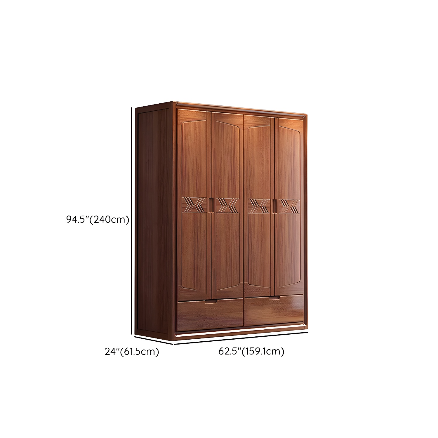 Traditional Walnut Wardrobe Armoire with Drawers and Shelves - Solid Wood Construction - image 4