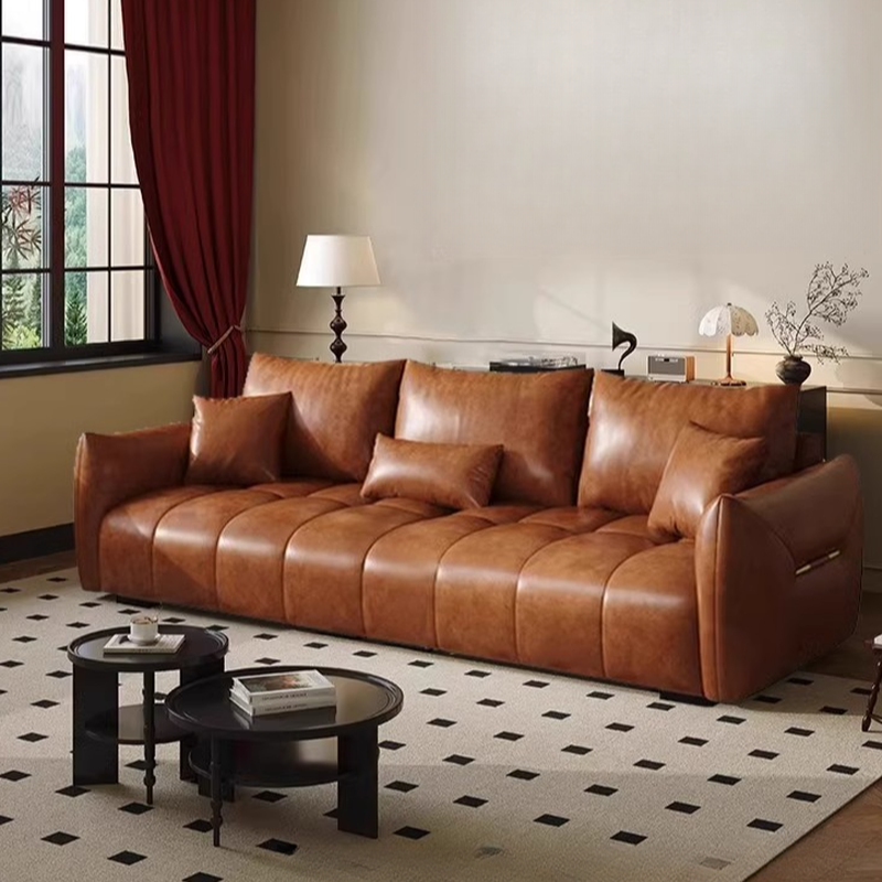 Contemporary Cocoa Standard Sofa Stain Resistant Solid Color with 2 Pillows for 5-seater/Seats 4/3-seater - image 3