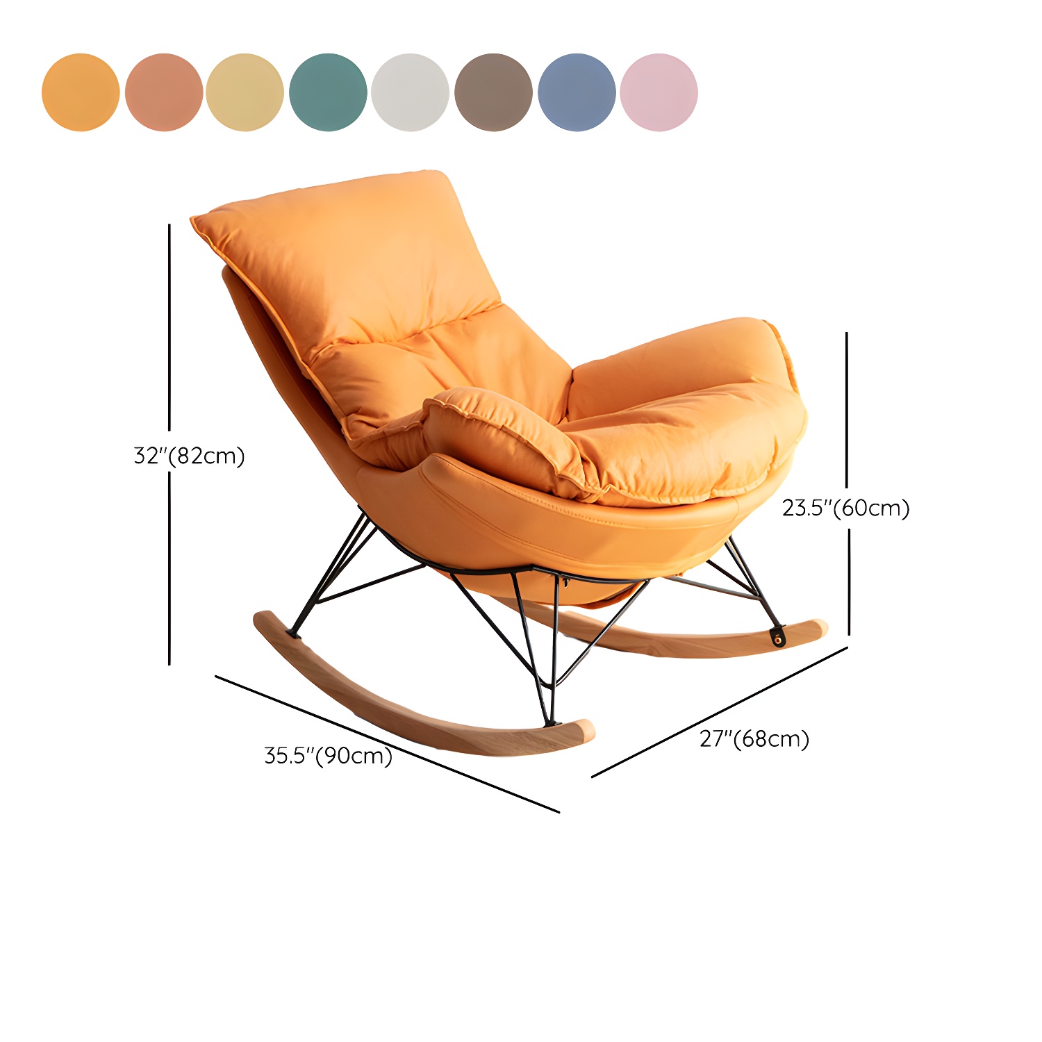 Contemporary Indoor Rocking Chair with Sled Legs and Spindle Back - image 27