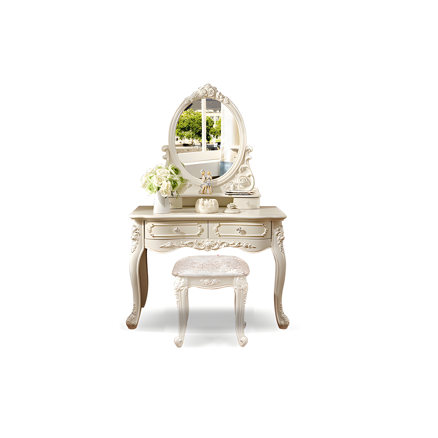 Victorian Makeup Vanity Desk Wood Makeup Vanity Set with Drawer - image 16