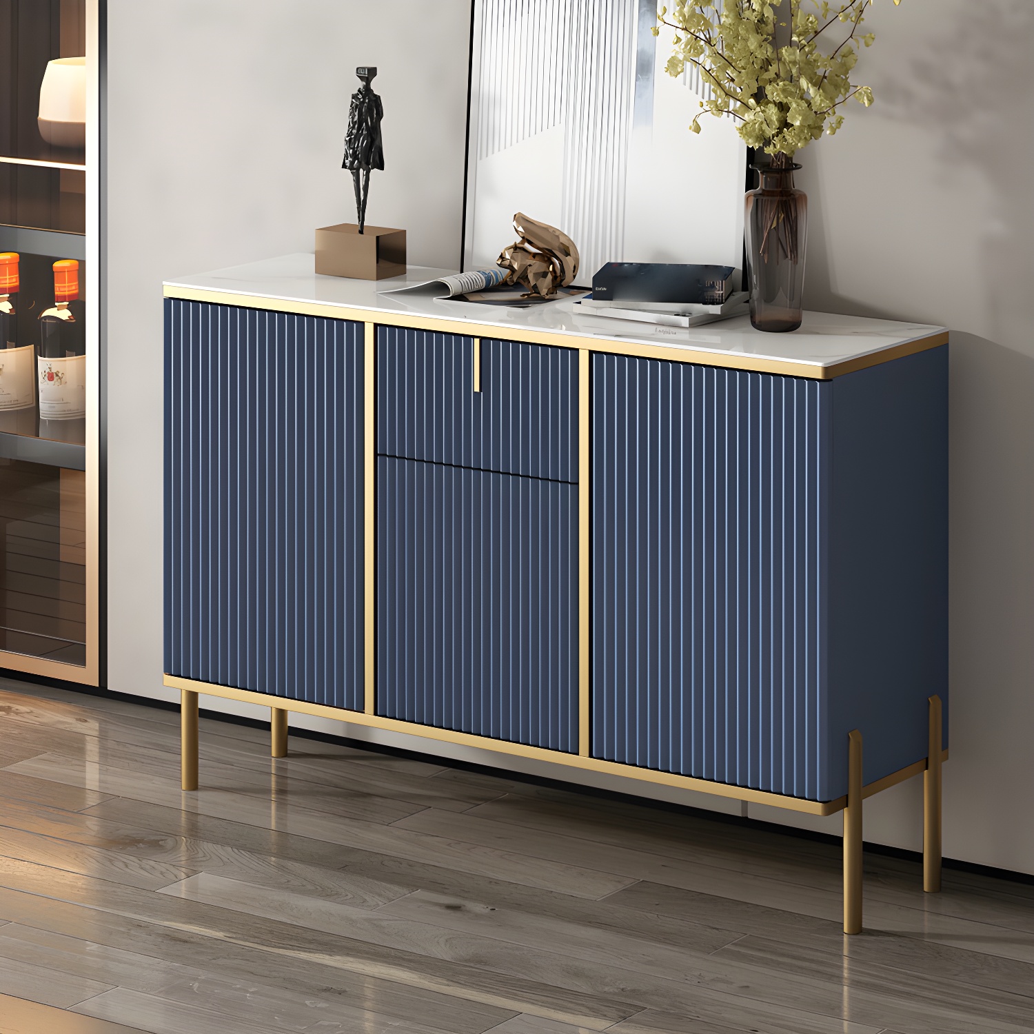 Glam Sideboard Stone Top Sideboard with Door for Living Room - image 7