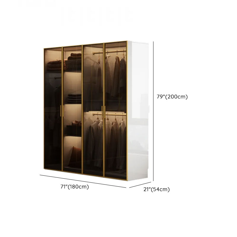 White Trendy Reclaimed Wood Almirah with Soft Close Drawer, Interior Shelves, and Hanging Rod - image 15