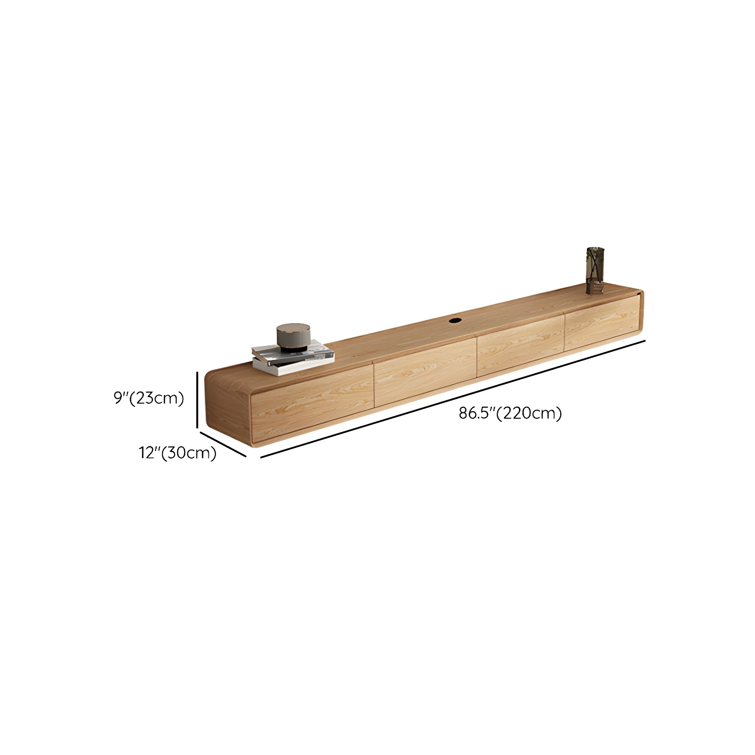 Contemporary Wood Media Console TV Stand in Natural with Drawers - image 27