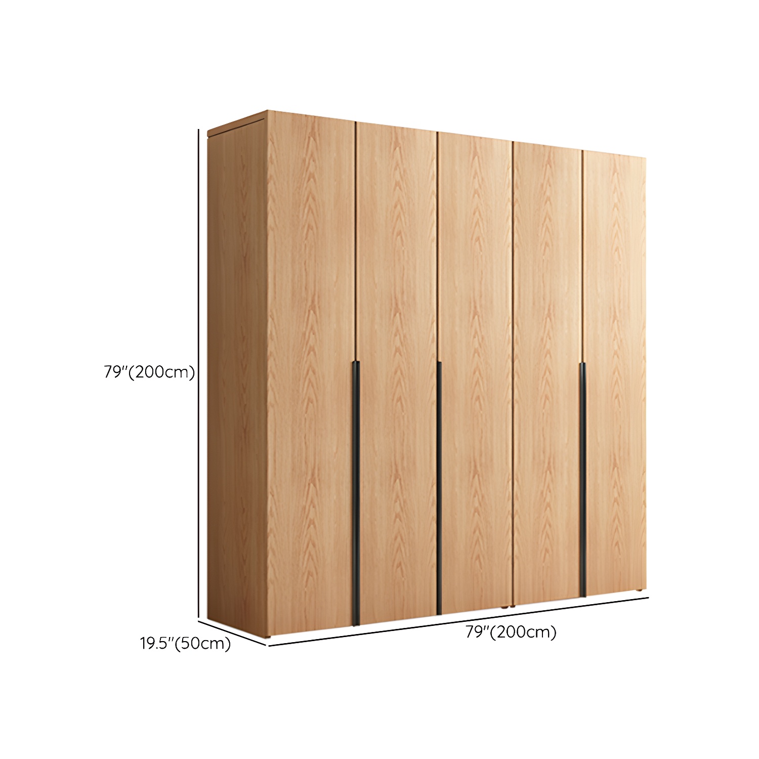 Contemporary Freestanding Natural Wardrobe Oak Solid Wood Wardrobe with Shelves - image 18
