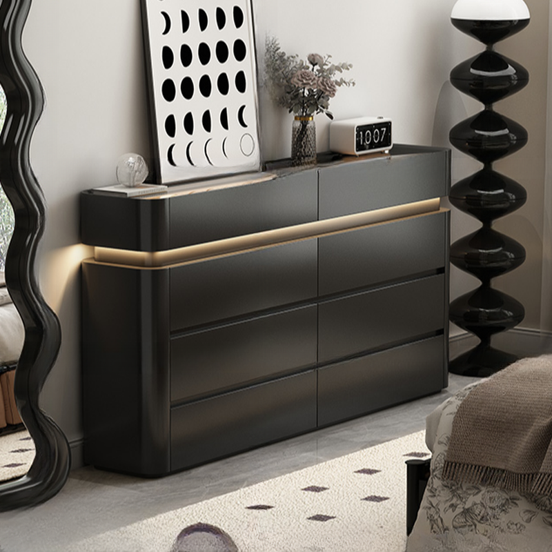Minimalist Horizontal Console Dresser Illumination Light Timber 8 Drawers - image 4
