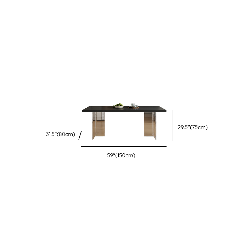 Minimalist Rectangular Dining Table Set with Two-sided Pedestal and Fixed Table, Featuring Back Chairs in Midnight Black - image 11