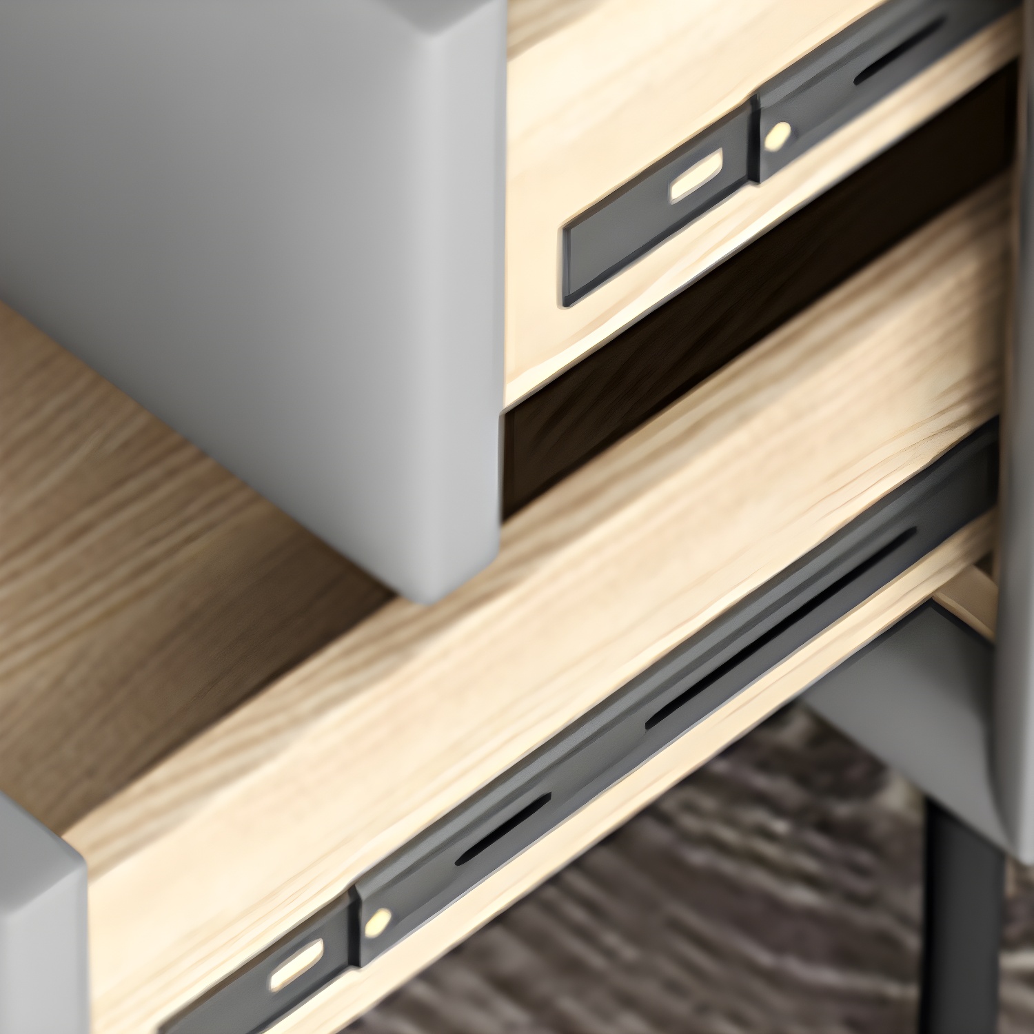 Solid Wood Bedside Table, Modern 2 - Drawer Stone Top Nightstand - image 19