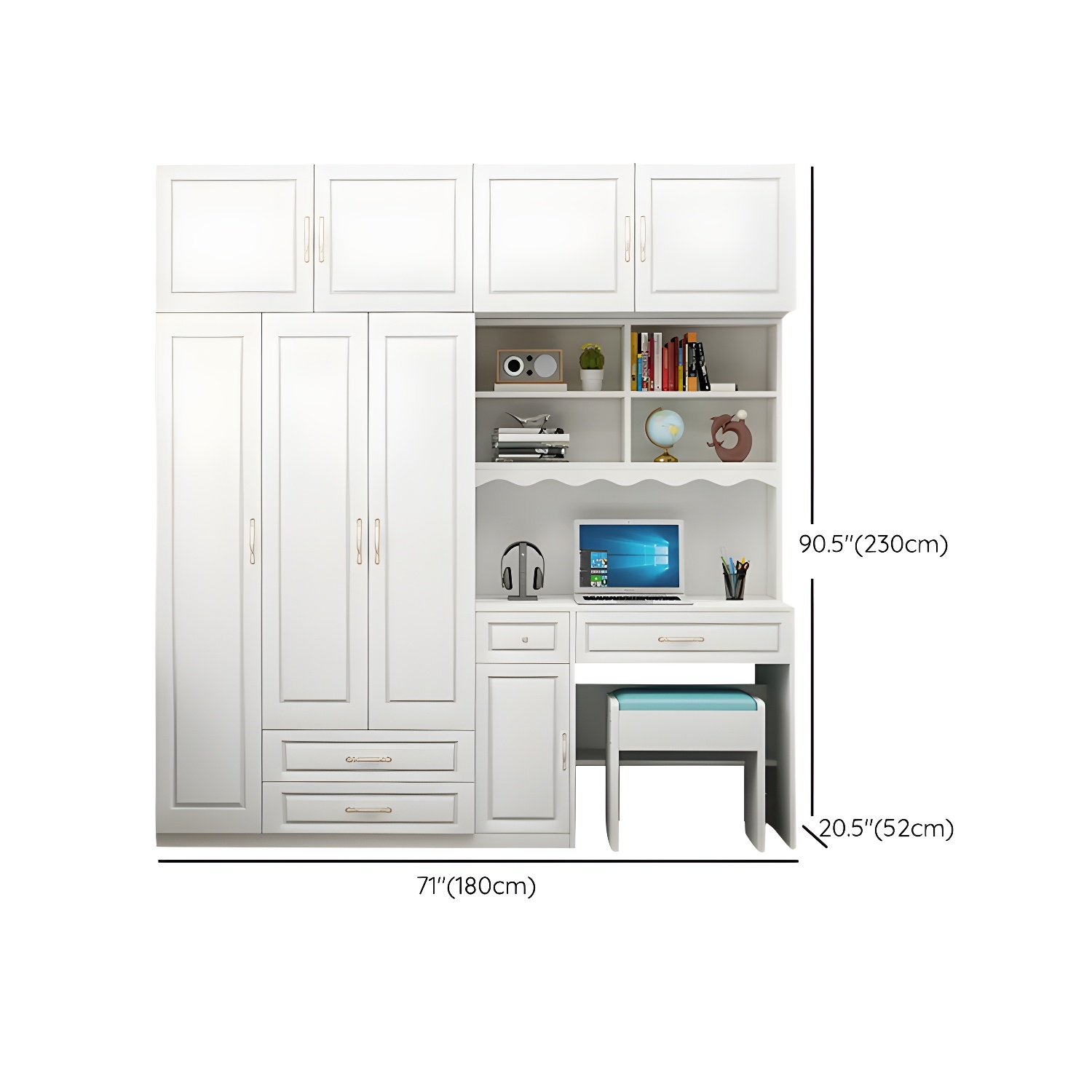 Modern White Wardrobe Armoire with Drawers & Clothing Rod Included - image 18