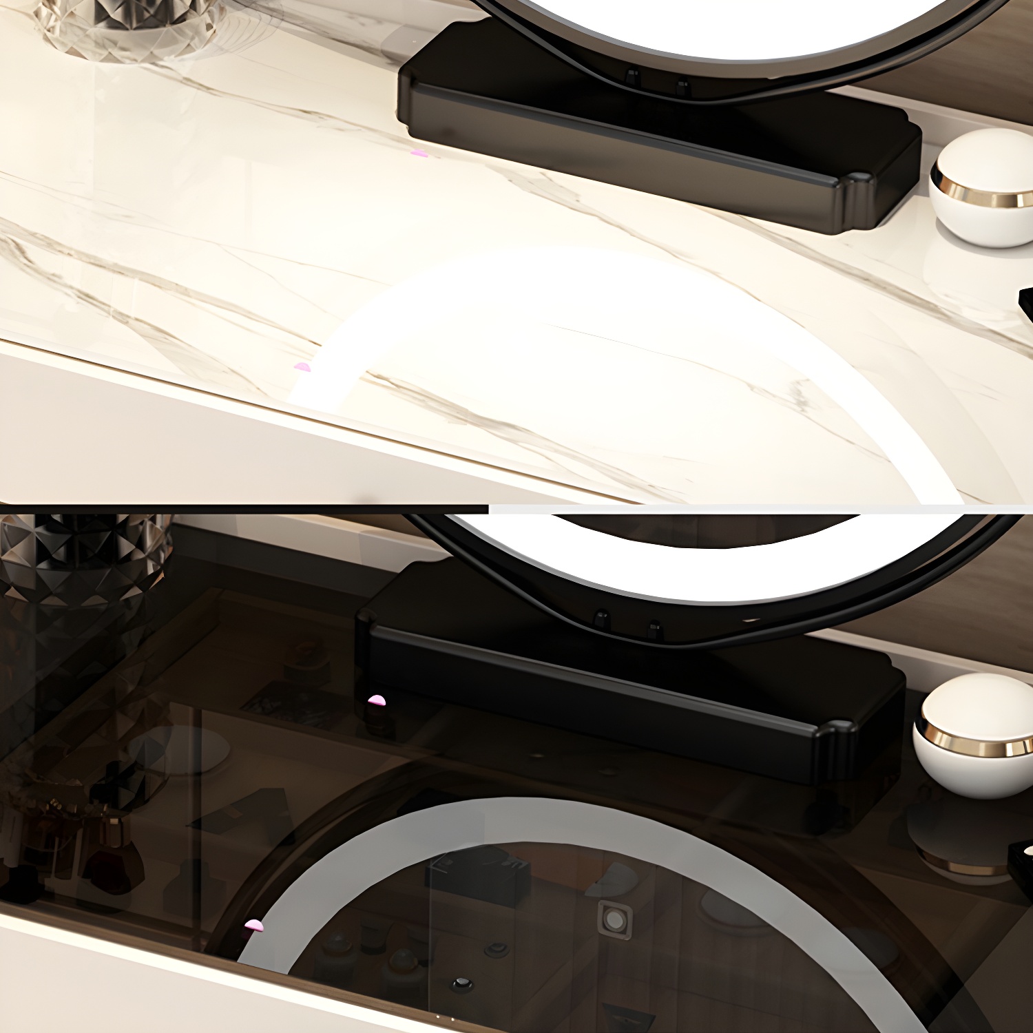Contemporary Glass Vanity Dressing Table Bedroom Makeup Vanity Desk with Drawer - image 11