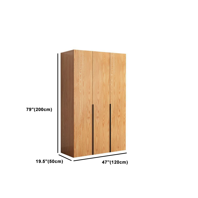 Natural Wood Freestanding Wardrobe Closet with Natural Doors - image 11
